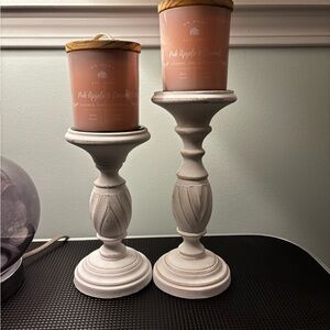 Pair of White Candle Holders